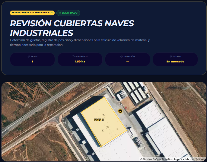 Trabajo profesional con drones inspección industrial España